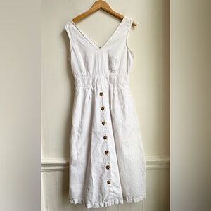 GAP 55% linen 45% cotton Sleeveless White Spring Summer Dress Size 4 Tall